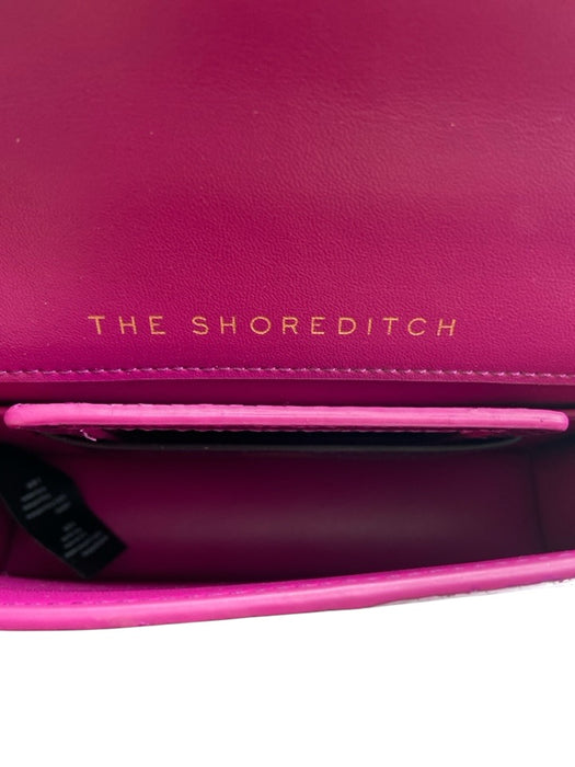 Kurt Geiger magenta pink & brass Leather Metallic Snake Embossed Chain Strap Bag magenta pink & brass / S
