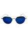Maui Jim Silver & Blue Metal Frame Mirrored Round Sunglasses Silver & Blue