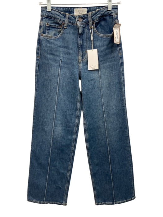 Rails Size 24 Medium Wash Cotton Blend Pintuck High Rise Wide Leg Jeans Medium Wash / 24