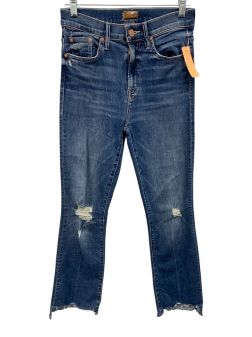 Mother Size 25 Medium Wash Cotton Blend Distressed Whiskering Straight Jeans Medium Wash / 25