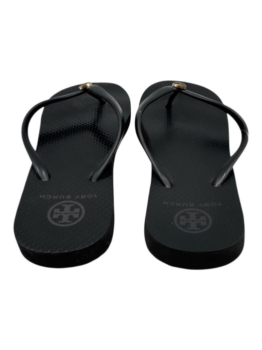 Tory Burch Shoe Size 8 Black Rubber Logo Thong Sandals Black / 8