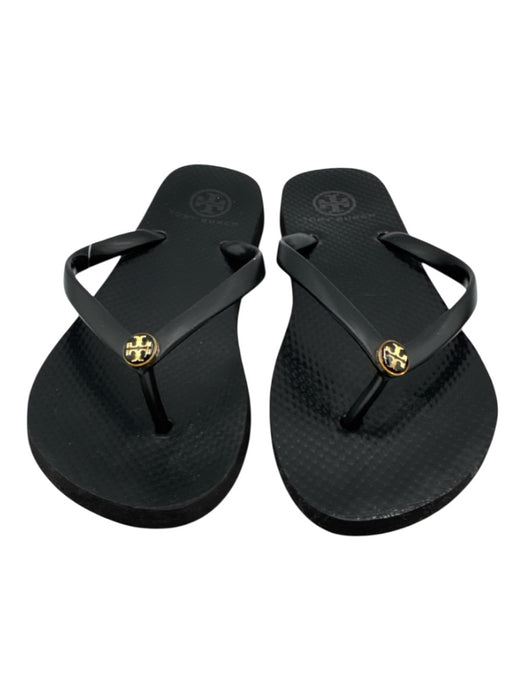 Tory Burch Shoe Size 8 Black Rubber Logo Thong Sandals Black / 8