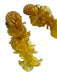 Oscar de la Renta Yellow Beaded Clip Ons Flowers drop Statement Earrings Yellow