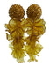 Oscar de la Renta Yellow Beaded Clip Ons Flowers drop Statement Earrings Yellow