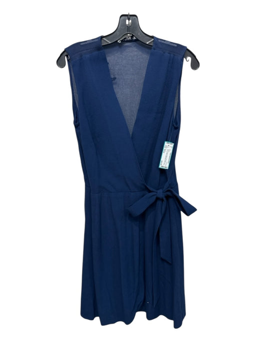 Sandro Size Small Navy Blue Viscose Blend Sleeveless Floral Wrap Side tie Dress Navy Blue / Small