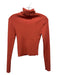 A.L.C. Size Small Orange Cotton Blend Ribbed Knit Fold Over turtle neck Top Orange / Small