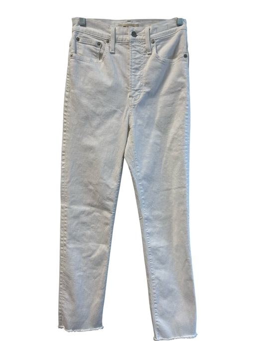 Madewell Size 25 White Cotton High Rise 5 Pocket Raw Hem Straight Leg Jeans White / 25