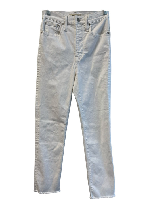 Madewell Size 25 White Cotton High Rise 5 Pocket Raw Hem Straight Leg Jeans White / 25