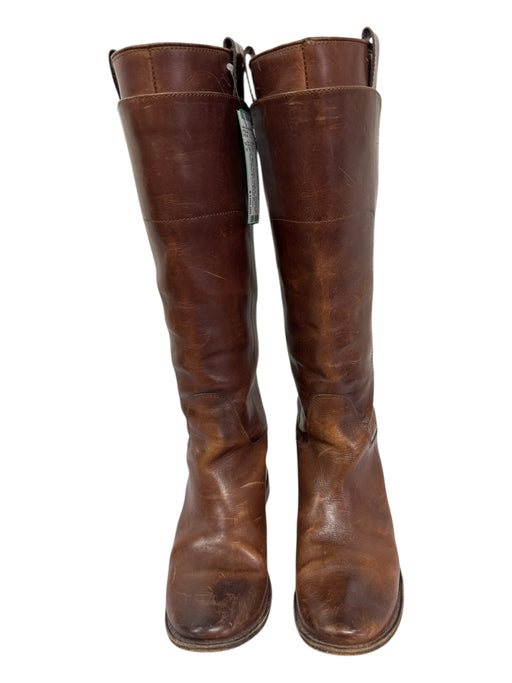 Frye Shoe Size 6.5 Cognac Brown Leather round toe Layered Stitch Detail Boots Cognac Brown / 6.5