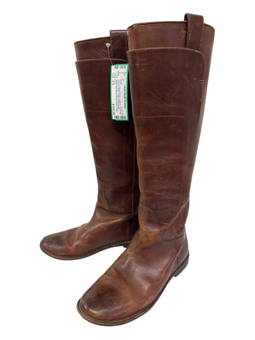 Frye Shoe Size 6.5 Cognac Brown Leather round toe Layered Stitch Detail Boots Cognac Brown / 6.5