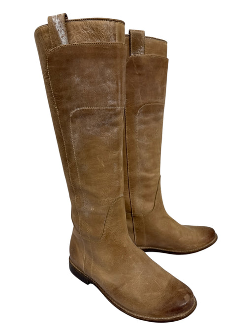 Frye Shoe Size 6.5 Light Tan Leather round toe Layered Stitch Detail Boots Light Tan / 6.5
