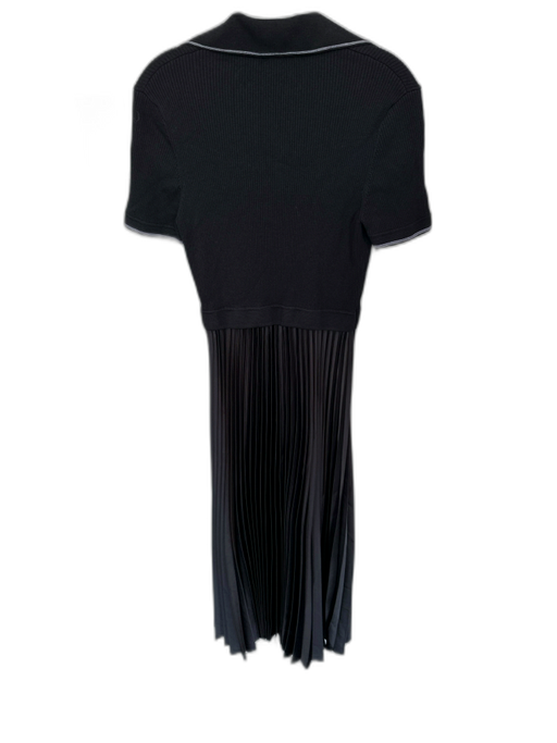 Maje Size 38 Black & White Polyester Blend Short Sleeve Snap buttons Maxi Dress Black & White / 38