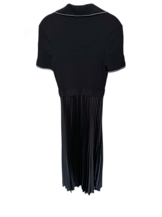 Maje Size 38 Black & White Polyester Blend Short Sleeve Snap buttons Maxi Dress Black & White / 38
