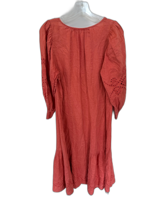 Vanessa Bruno Size 40 Rust Linen Long Balloon Sleeve Eyelet Maxi Dress Rust / 40
