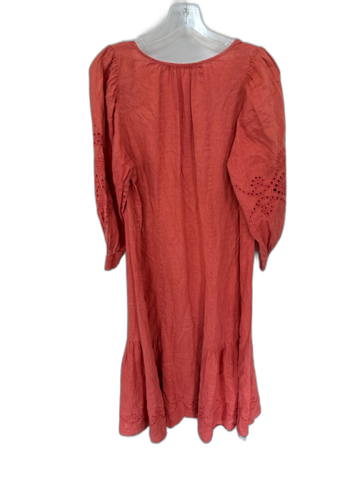 Vanessa Bruno Size 40 Rust Linen Long Balloon Sleeve Eyelet Maxi Dress Rust / 40