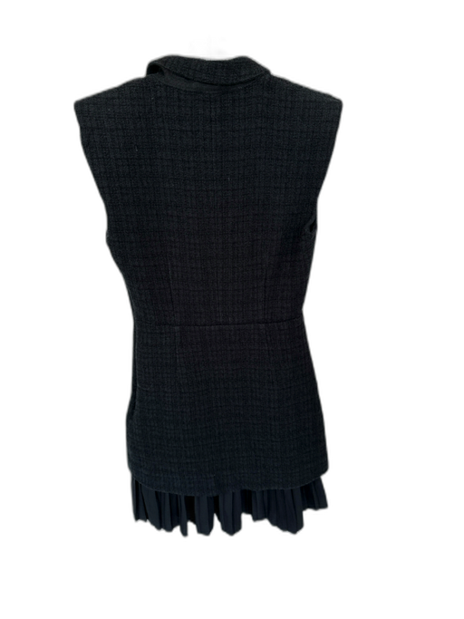 Sandro Size 34 Black Viscose Blend Cap Sleeve Tweed Acordian Pleats Dress Black / 34