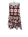 Ro's Garden Size XS Maroon & Tan Cotton High Waist Ikat Ruffles Maxi Skirt Maroon & Tan / XS