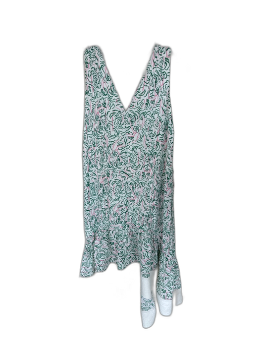 3.1 Phillip Lim Size 2 Green & Pink Viscose Blend Sleeveless Floral V Neck Dress Green & Pink / 2