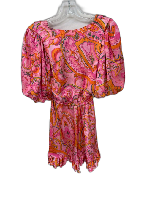 Delfi Collective Size XS Pink & Orange Polyester Short Balloon Sleeve Dress Pink & Orange / XS