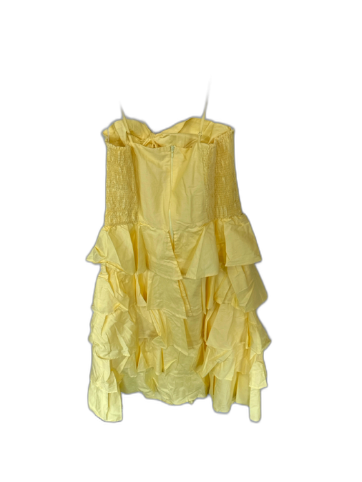 Lalibela Size L Yellow Cotton Spaghetti Strap Keyhole Front Tiered Maxi Dress Yellow / L