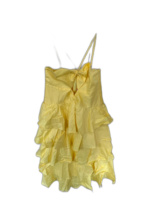 Lalibela Size L Yellow Cotton Spaghetti Strap Keyhole Front Tiered Maxi Dress Yellow / L
