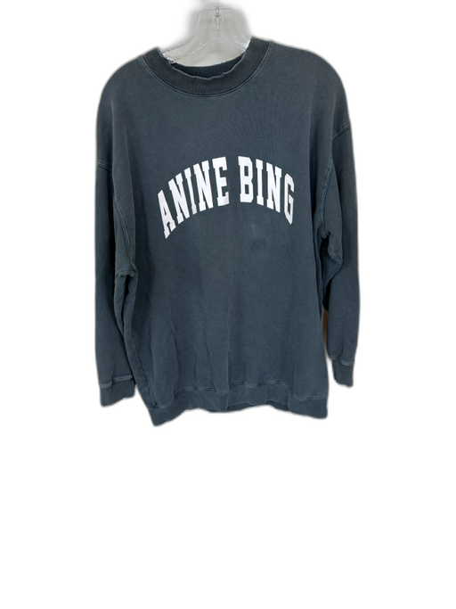 Anine Bing Size S Gray & White Cotton Long Sleeve Logo Crew Neck Sweatshirt Gray & White / S