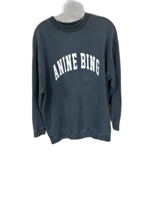 Anine Bing Size S Gray & White Cotton Long Sleeve Logo Crew Neck Sweatshirt Gray & White / S
