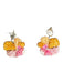 Mignonne Gavigan Orange & Pink Beaded Post Back Flowers Earrings Orange & Pink