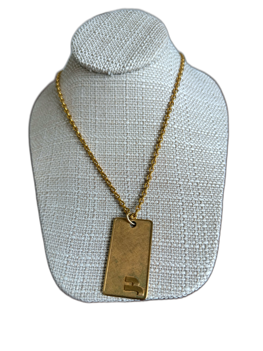 Bally Gold Gold Plated Rectangle Pendant Chain Necklace Gold