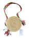 Soraya Hennessy Tan & black Straw Round Handles Circle Pom Pom Bag Tan & black / S