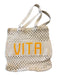 Soraya Hennessy Tan & Orange Canvas Crochet Top Handles Tote Bag Tan & Orange / M