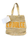 Soraya Hennessy Tan & Orange Canvas Crochet Top Handles Tote Bag Tan & Orange / M