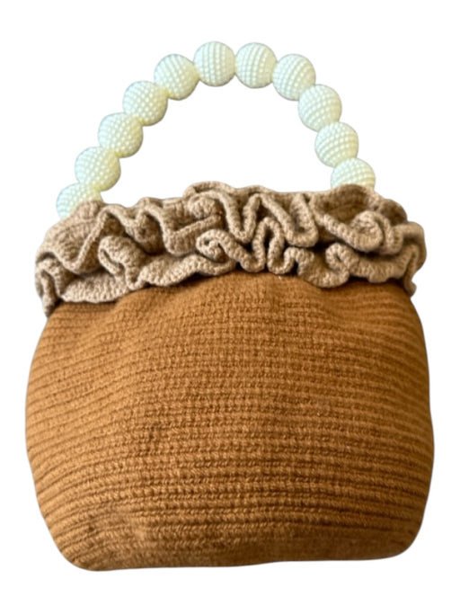 Soraya Hennessy Pearl & Brown Canvas Knit Beaded Bucket Bag Pearl & Brown / XS