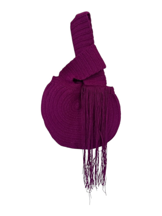 Soraya Hennessy Purple Canvas Knit Top Handles Circle Fringe Bag Purple / XS