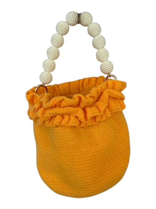 Soraya Hennessy Pearl & Orange Canvas Knit Beaded Bucket Bag Pearl & Orange / XS