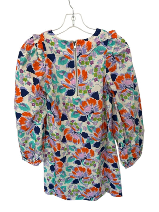 Cecilie Copenhagen Size XS Navy & Orange Cotton Long Sleeve Flowers Dress Navy & Orange / XS