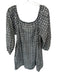 Ciao Lucia Size L Black & Navy Cotton Long Balloon Sleeve Squares Dress Black & Navy / L