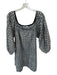 Ciao Lucia Size L Black & Navy Cotton Long Balloon Sleeve Squares Dress Black & Navy / L