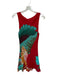Muma World Size L Red & Aqua Polyester Sleeveless sea shell Dress Red & Aqua / L