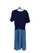 Shoshanna Size XL Navy & Blue Cotton Blend Short Sleeve Ribbed Denim Maxi Dress Navy & Blue / XL