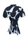 Milly Size 4 Navy & white Cotton Short Balloon Sleeve Swirls Button Down Dress Navy & white / 4