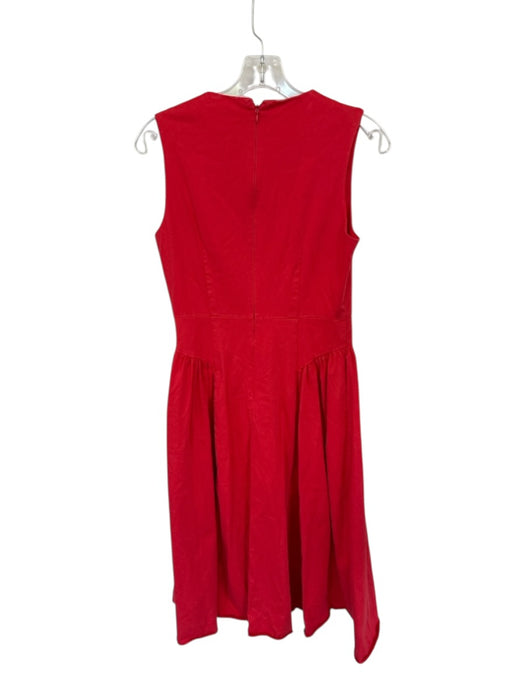 Shoshanna Size 4 Red Cotton Sleeveless Pleat Detail Back Zip Maxi Dress Red / 4