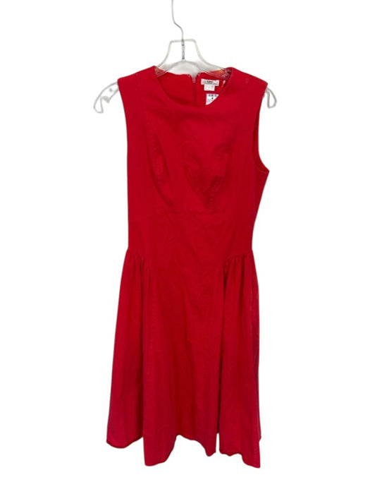 Shoshanna Size 4 Red Cotton Sleeveless Pleat Detail Back Zip Maxi Dress Red / 4