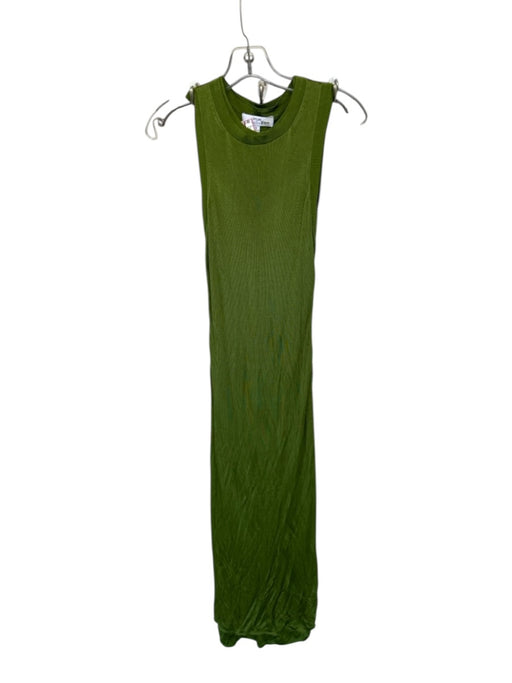 Atlein Size S Green Viscose Sleeveless Ribbed Maxi Dress Green / S