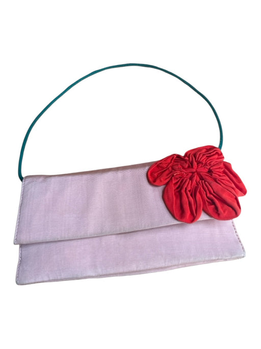 Loeffler Randall Peach & Red Sateen Envelope Flower Application Bag Peach & Red / XS