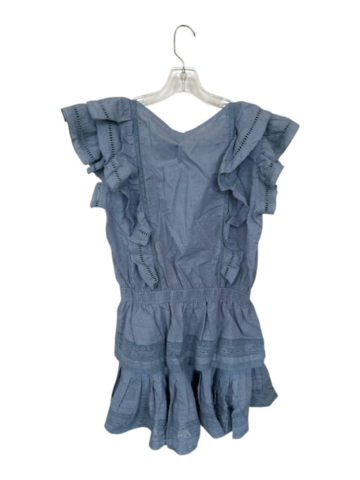 Maia Bergman Size L Slate Blue Cotton Flutter Sleeves Swiss Dot Dress Slate Blue / L