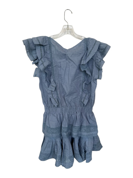 Maia Bergman Size L Slate Blue Cotton Flutter Sleeves Swiss Dot Dress Slate Blue / L