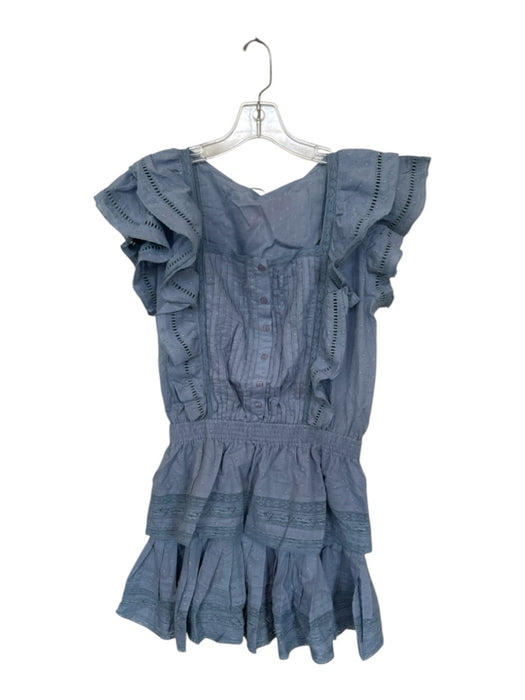 Maia Bergman Size L Slate Blue Cotton Flutter Sleeves Swiss Dot Dress Slate Blue / L