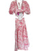 Lalibela Size S Pink & White Cotton Long Balloon Sleeve Botanical eyelet Dress Pink & White / S