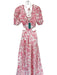 Lalibela Size S Pink & White Cotton Long Balloon Sleeve Botanical eyelet Dress Pink & White / S